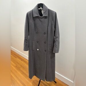 517. NWT!!Elegant Charcoal With Embroidery Women's Coat